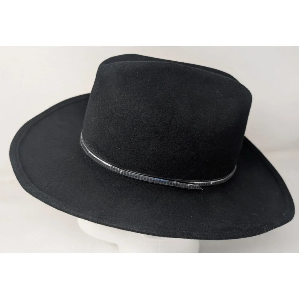 Bailey Hat Felt Western Cowboy Black Wool Men's Size Large Made in USA Vintage